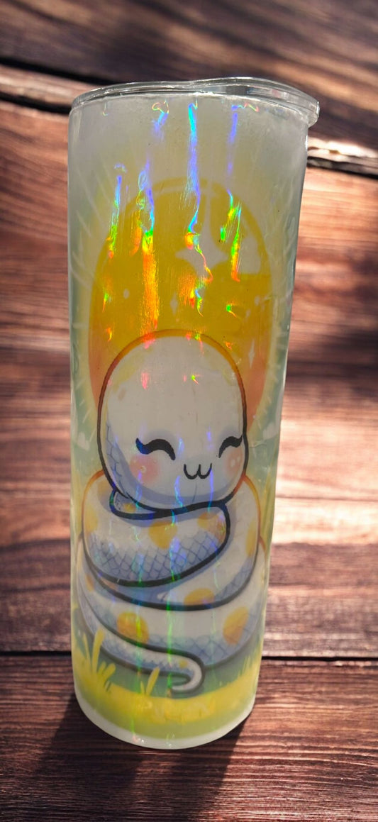 Kawaii Snake Tumbler - 20oz Insulated Travel Cup with Cute Design